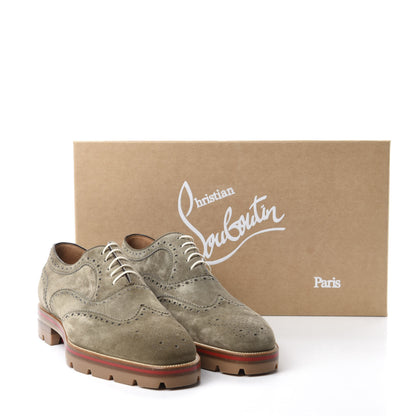 Christian Louboutin Veau Velours Mens Charlie Me Flat Oxfords 41 Poivre Vert 9 of 9