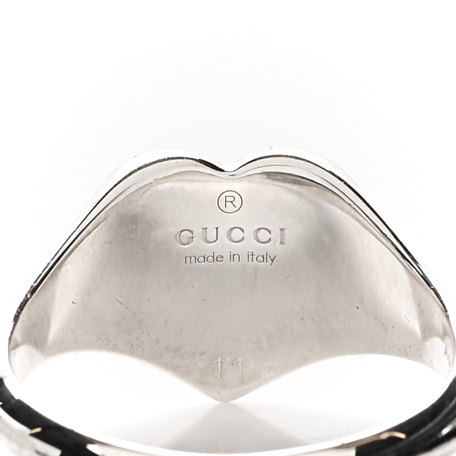 Gucci Sterling Silver Enamel Heart Ring Red 51 5.5 4 of 4