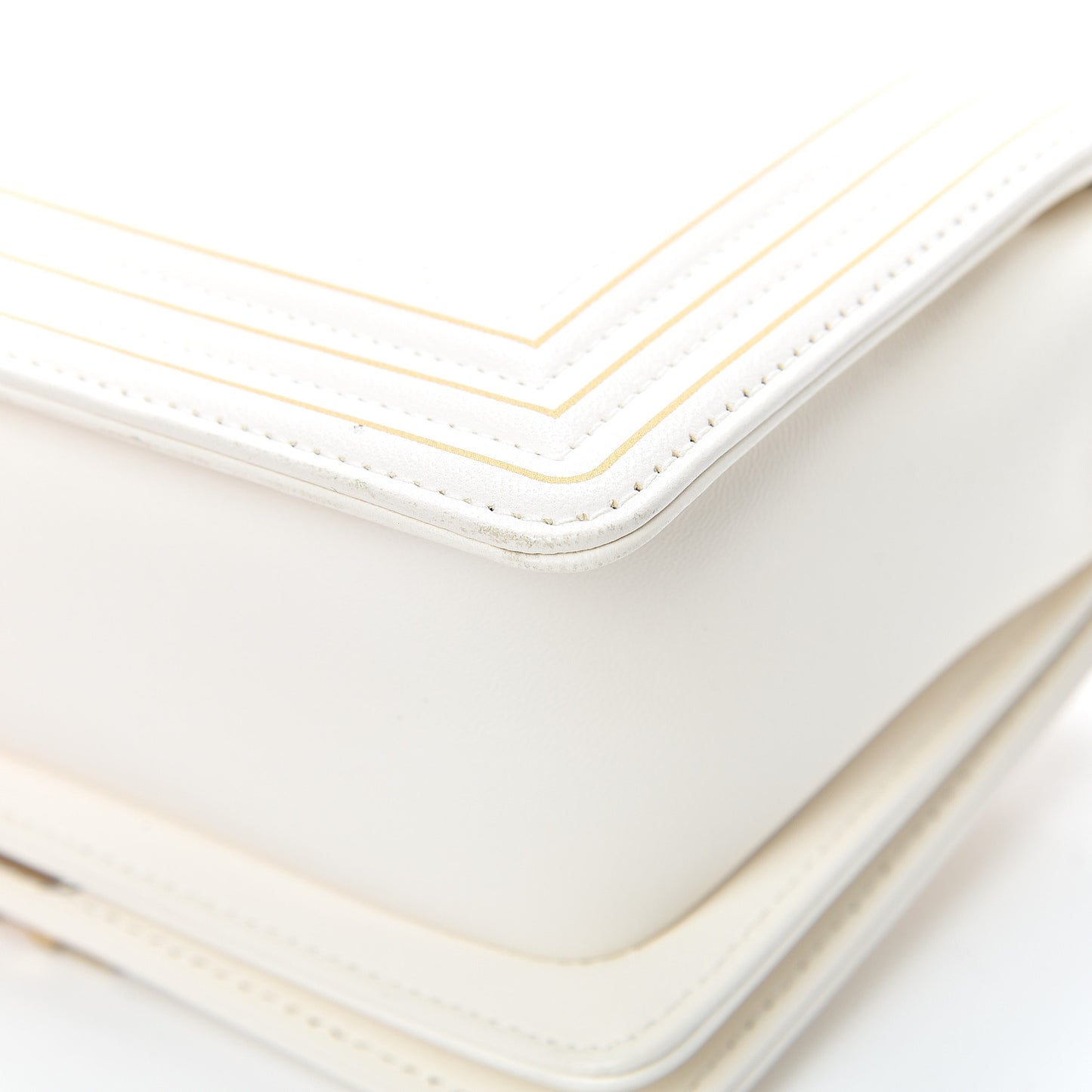 Lambskin Quilted Small Boy Studded Handle Flap White