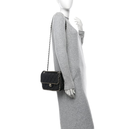Chanel Crumpled Calfskin Medium Chain All Over Flap Black 2 of 10