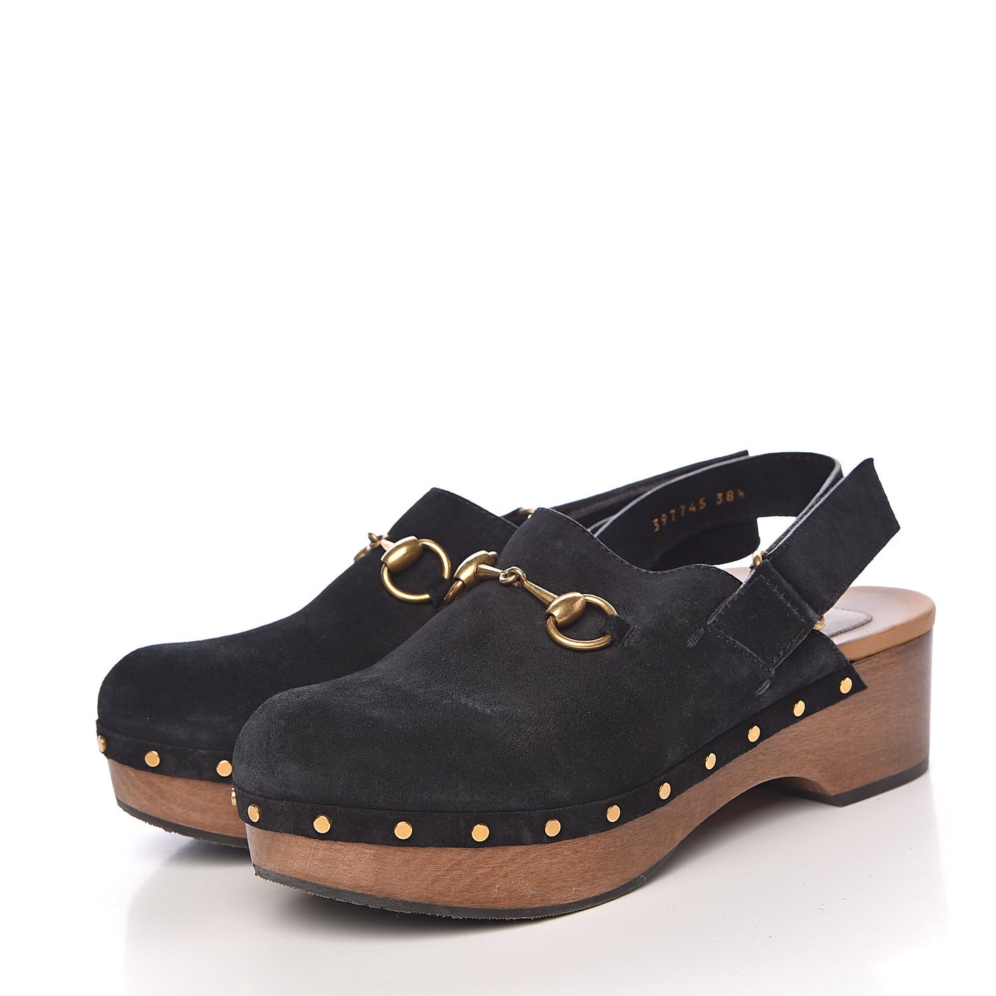Suede Horsebit Amstel Slingback Clogs 38.5 Black
