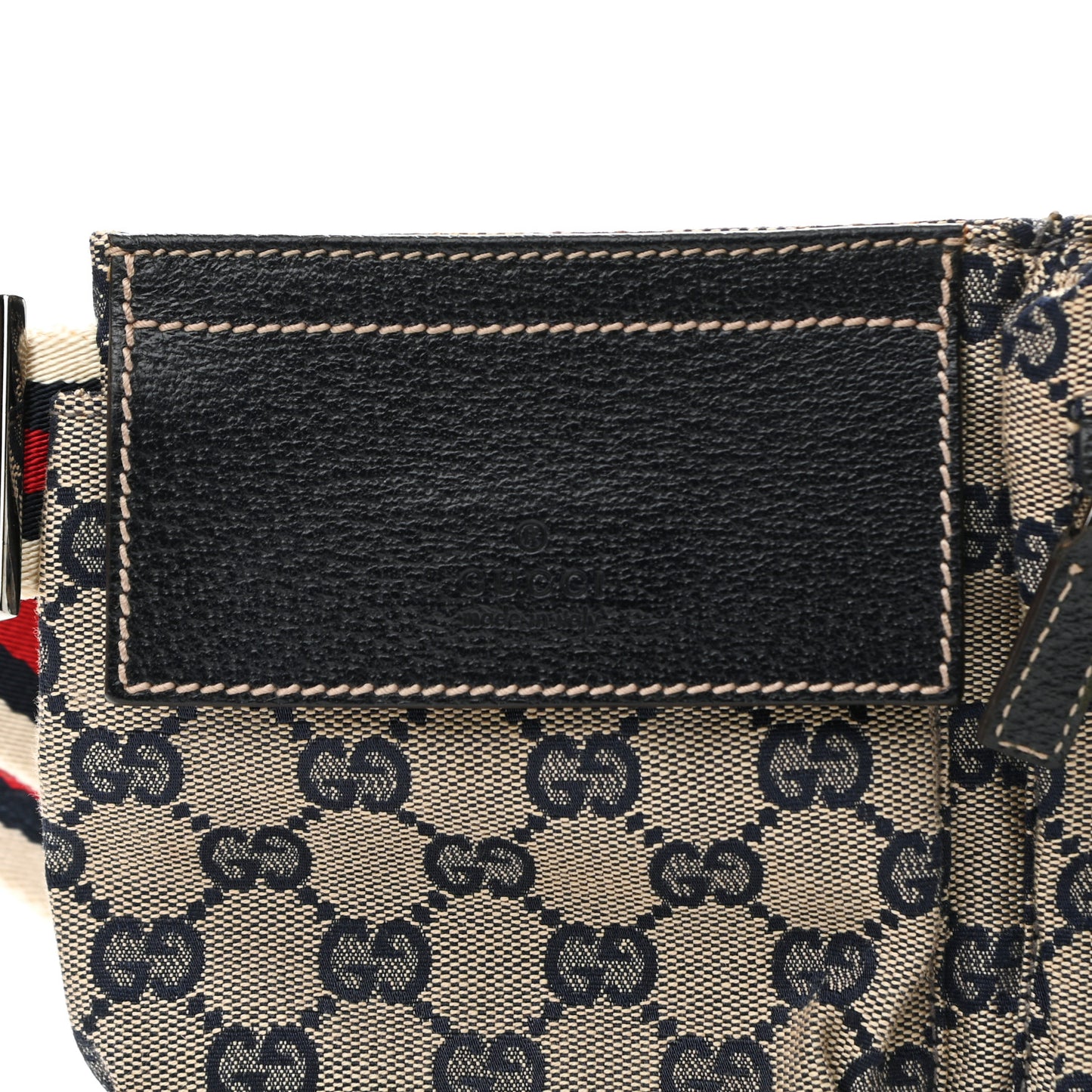 GG Monogram Web Double Pocket Belt Bag Navy