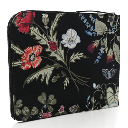 Gucci Canvas Flora Knight Travel Laptop Document Case Black 3 of 7