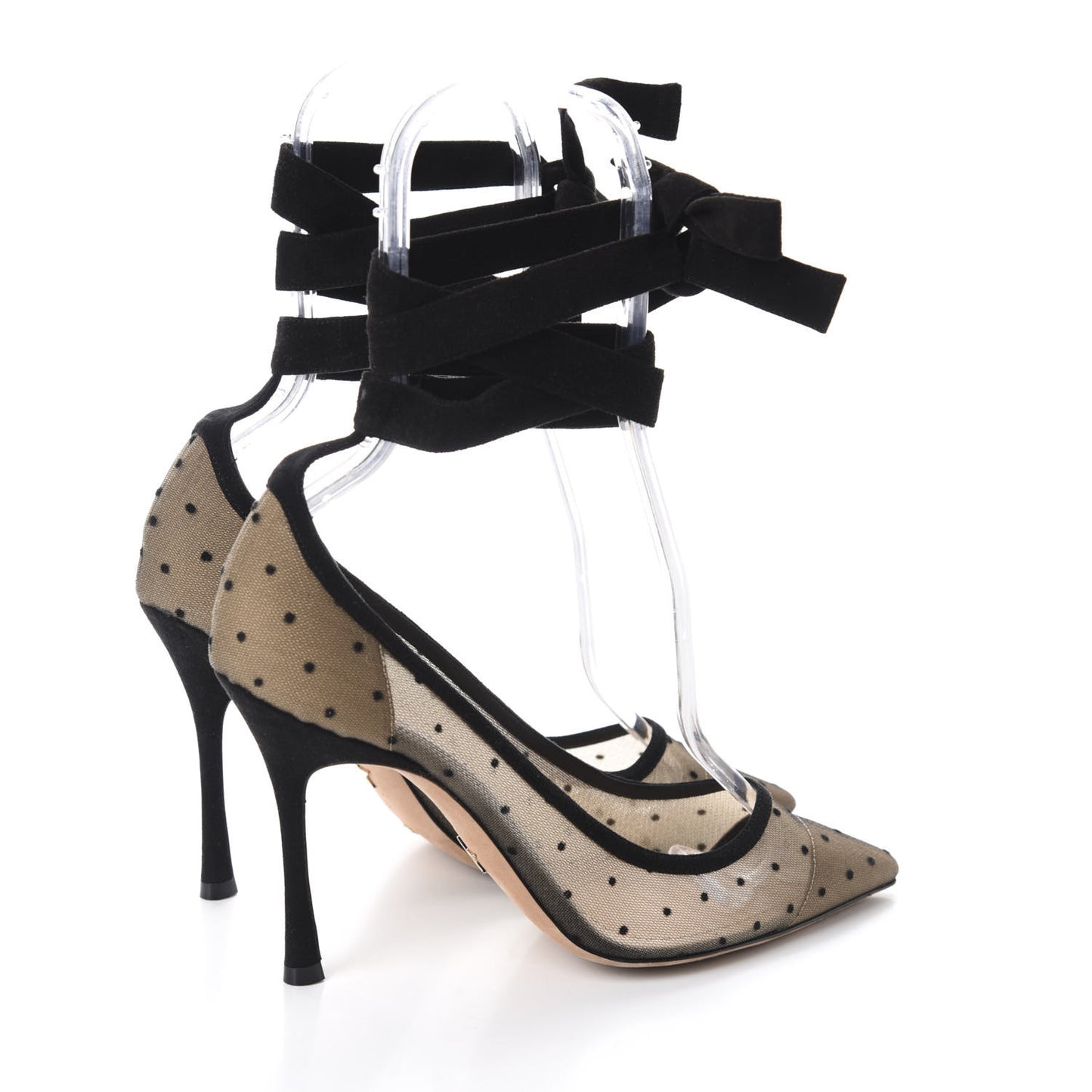 Suede Calfskin Plumetis Lovely-D Ankle Wrap Pumps 37 Black