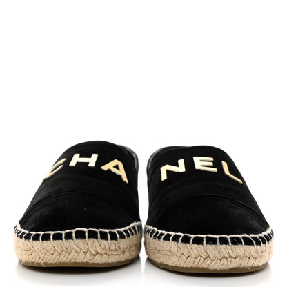 Chanel Velvet Logo Espadrilles 37 Black 2 of 9