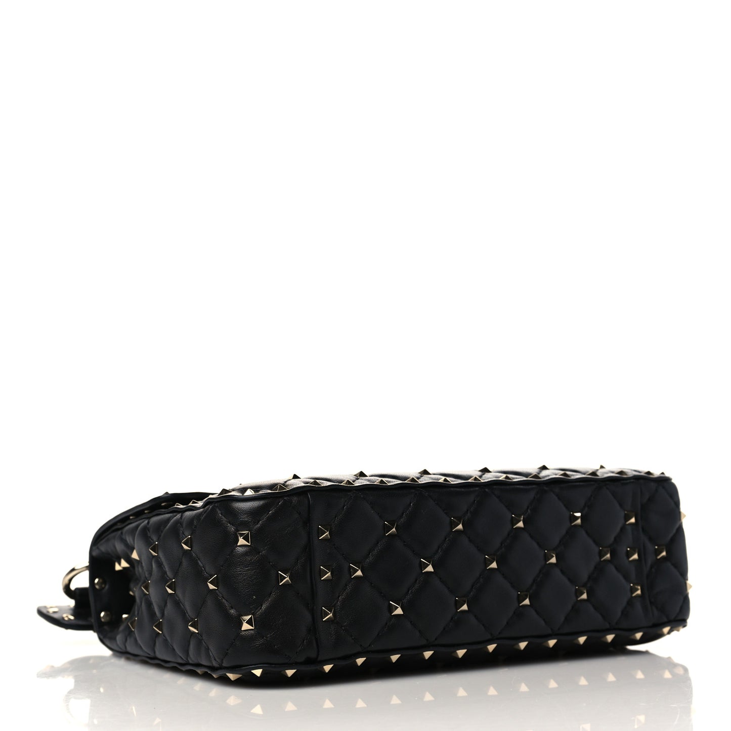 Lambskin Medium Rockstud Spike Shoulder Bag Black