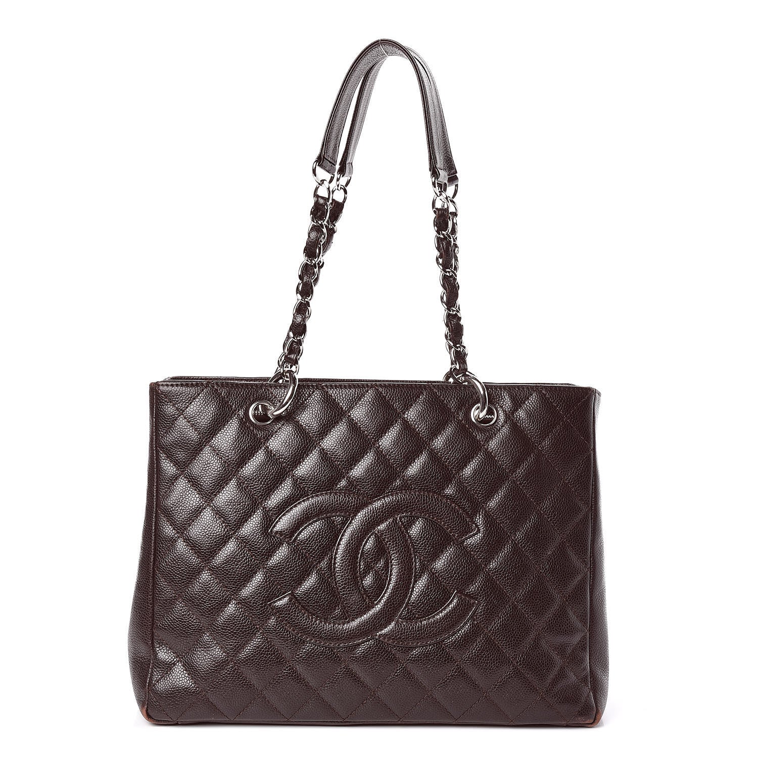 Chanel Caviar Quilted Grand Shopping Tote GST Dark Brown 1 of 26
