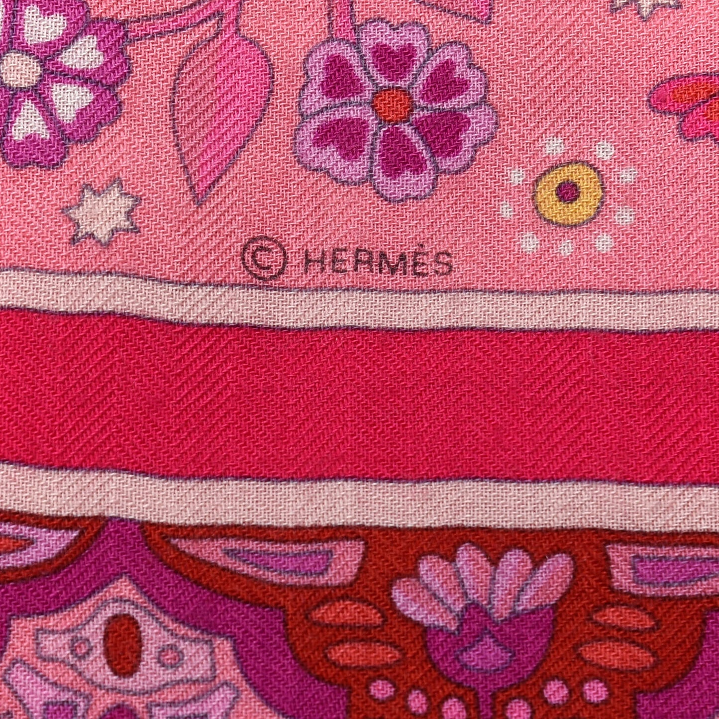 Cashmere Silk Aux Portes Du Palais Shawl 140 Framboise Rose Mauve