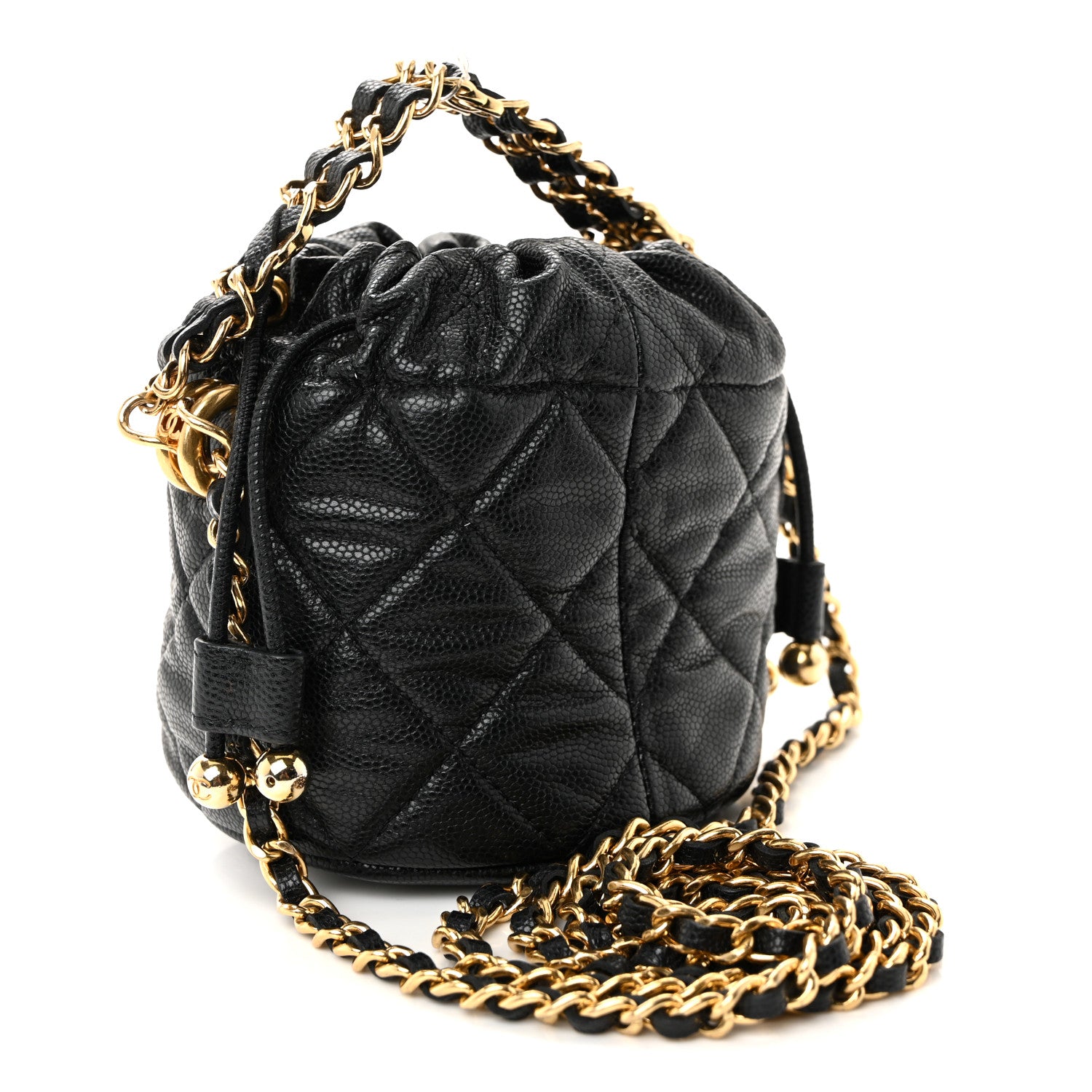 Chanel Caviar Quilted Coco First Bucket Clutch With Chain Black 3 of 10