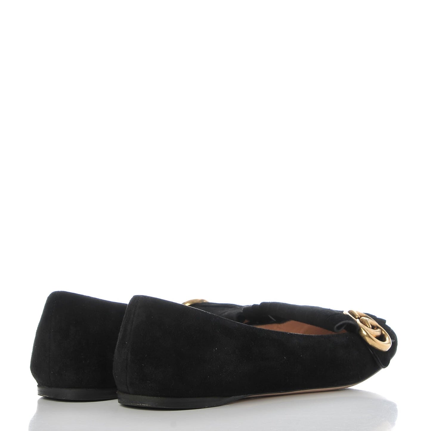 Kid Scamosciato GG Marmont Fringe Flats 37.5 Black