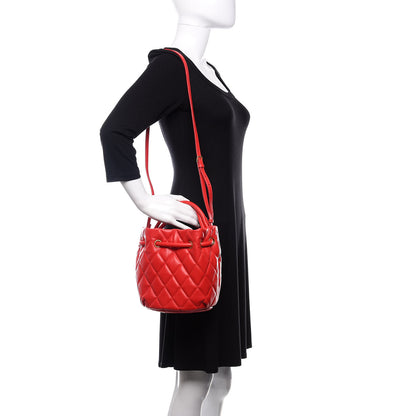 Balenciaga Nappa Calfskin Quilted Touch B Bucket Bag Bright Red 2 of 9