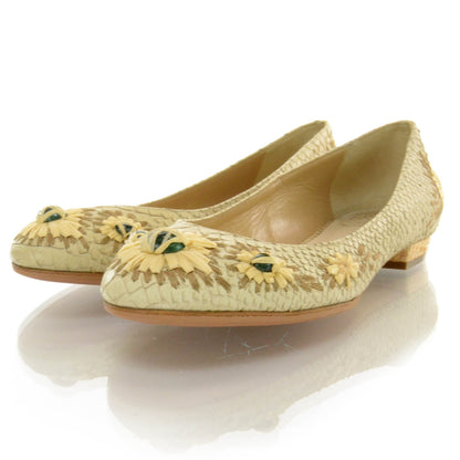 Christian Dior Snakeskin Raffia Embellished Flats 37 2 of 6