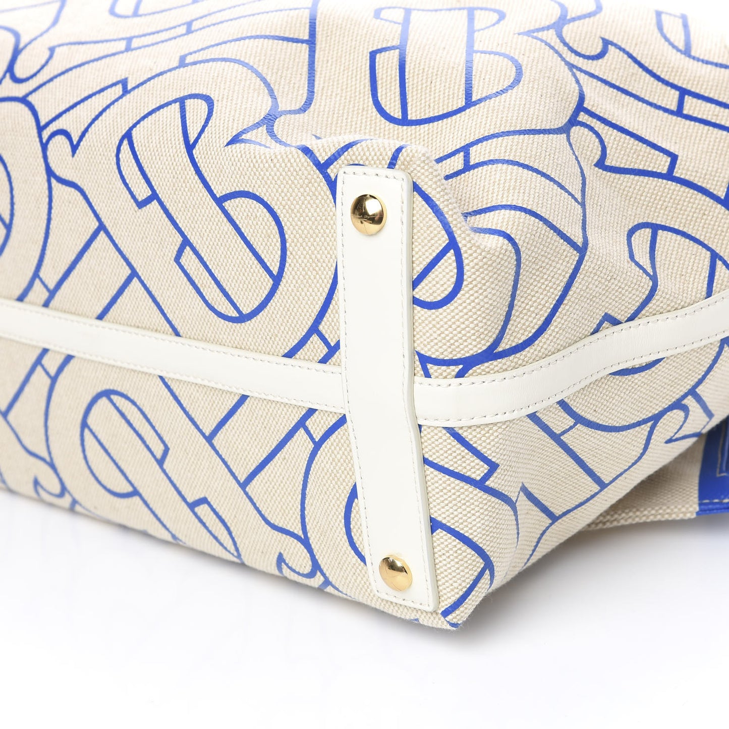 Cotton Canvas Monogram Medium Soft Belt Bag Natural Honey Blue