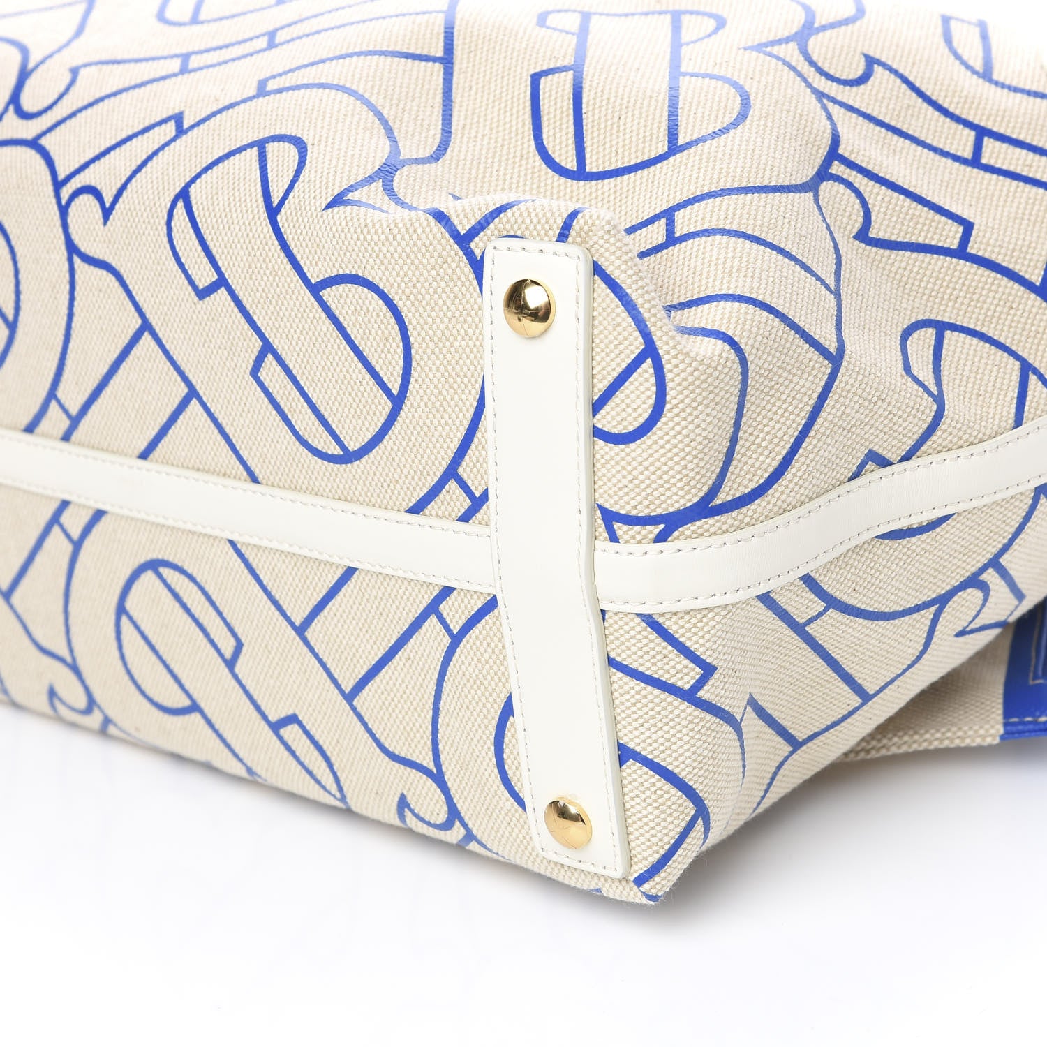 Burberry Cotton Canvas Monogram Medium Soft Belt Bag Natural Honey Blue 9 of 10