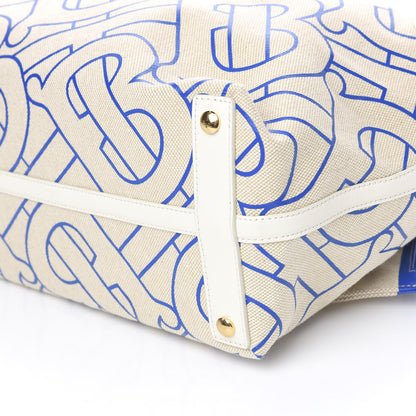 Burberry Cotton Canvas Monogram Medium Soft Belt Bag Natural Honey Blue 9 of 10