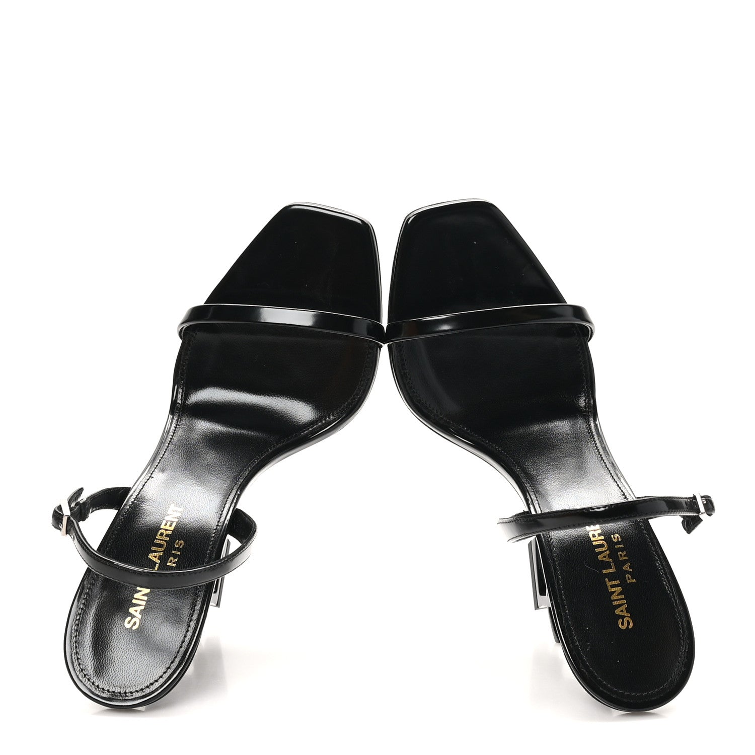 Saint Laurent Patent Calfskin Opyum 110 Sandals 37 Black 2 of 9