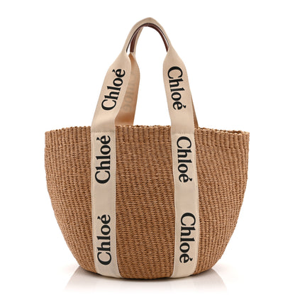Chloe Raffia Medium Woody Tote White 1 of 10