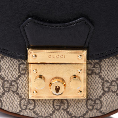 Gucci GG Supreme Monogram Calfskin Small Padlock Messenger Shoulder Bag Beige Black Cuir 13 of 16