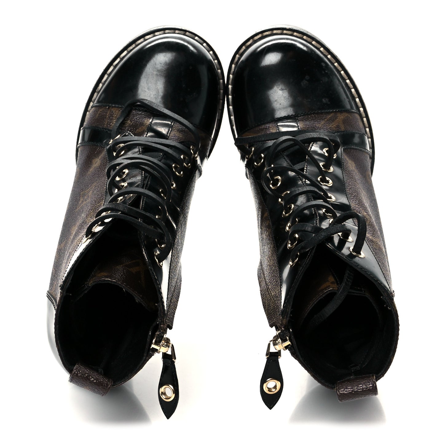 Patent Calfskin Monogram Star Trail Ankle Boots 39 Black