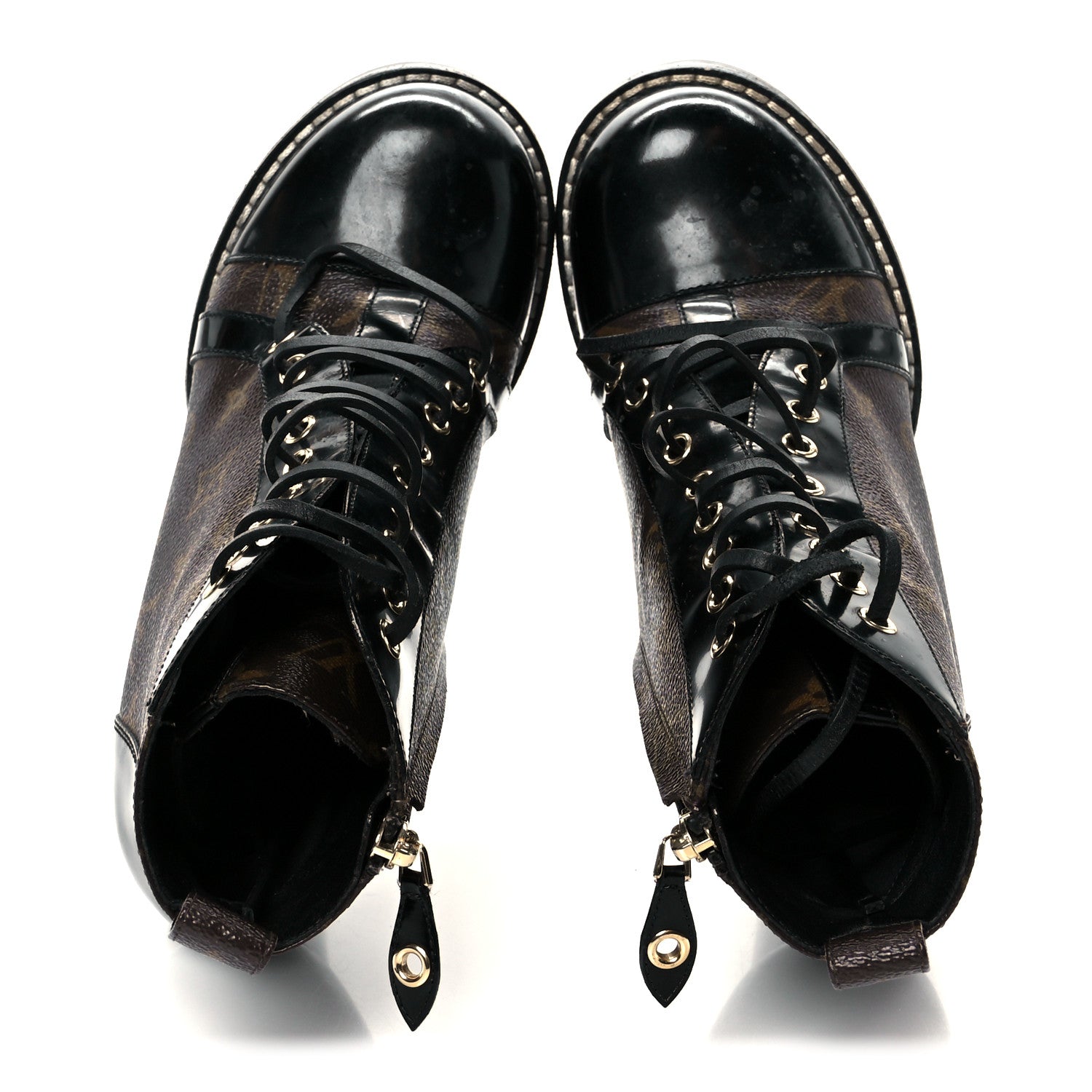 Louis Vuitton Patent Calfskin Monogram Star Trail Ankle Boots 39 Black 2 of 10