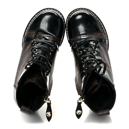 Louis Vuitton Patent Calfskin Monogram Star Trail Ankle Boots 39 Black 2 of 10