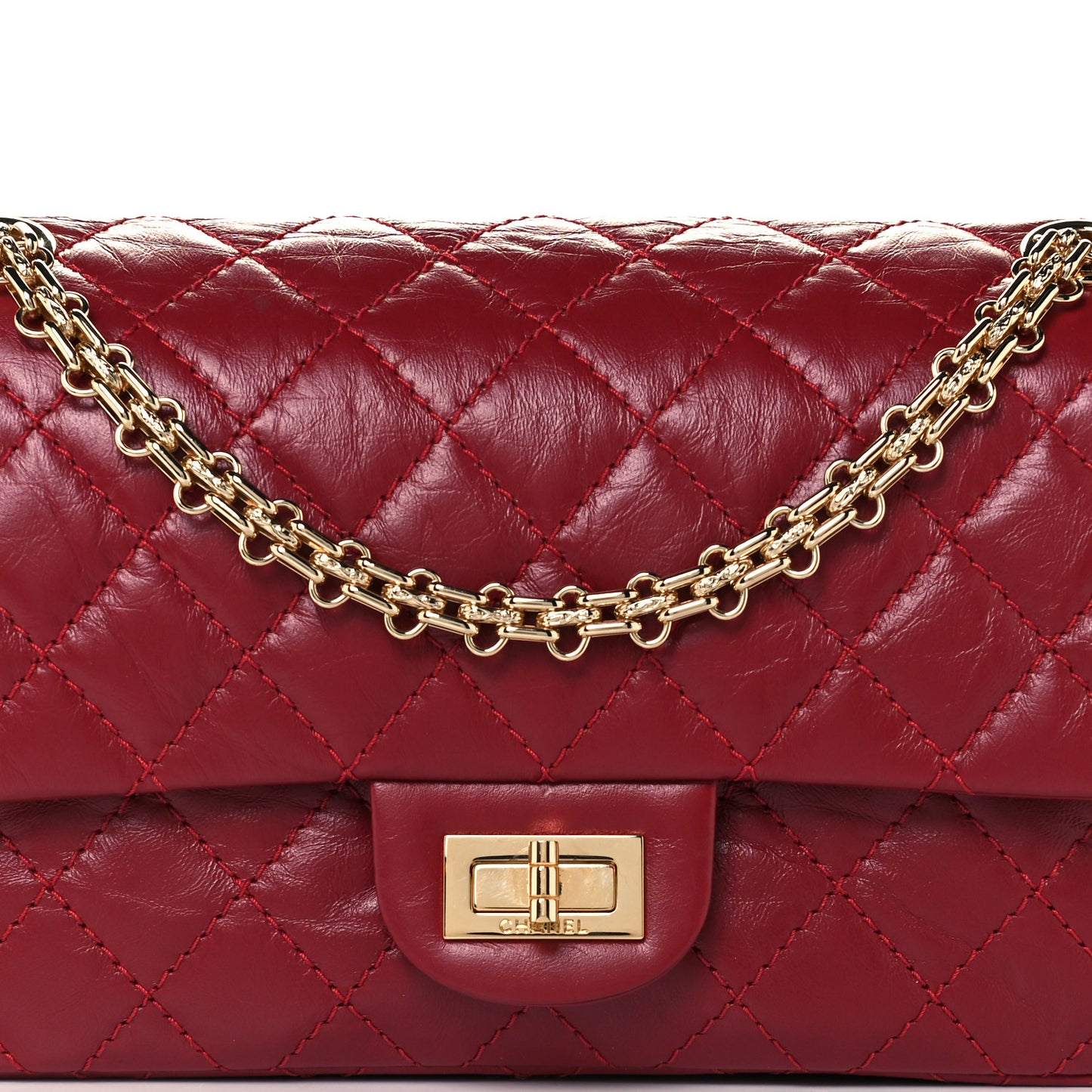 Aged Calfskin Quilted 2.55 Reissue 225 Flap Red