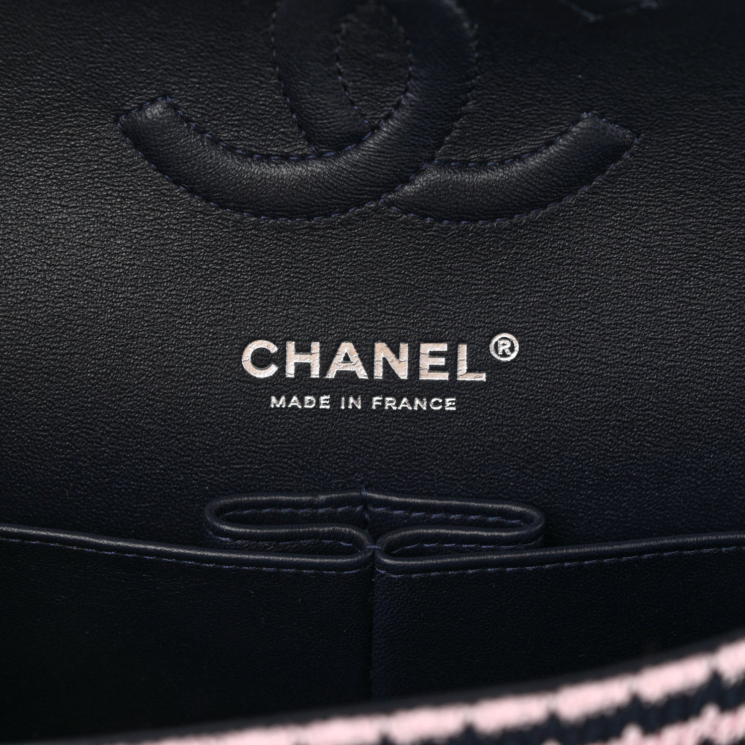 Chanel Tweed Quilted Medium Double Flap Pink Navy 6 of 12