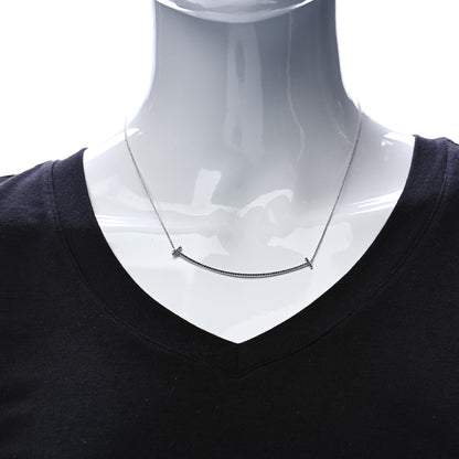 Tiffany 18K White Gold Blue Sapphire Large T Smile Pendant Necklace 2 of 6