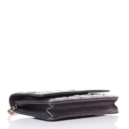 Chanel Iridescent Goatskin Quilted Wallet On Chain WOC Purple 4 of 12