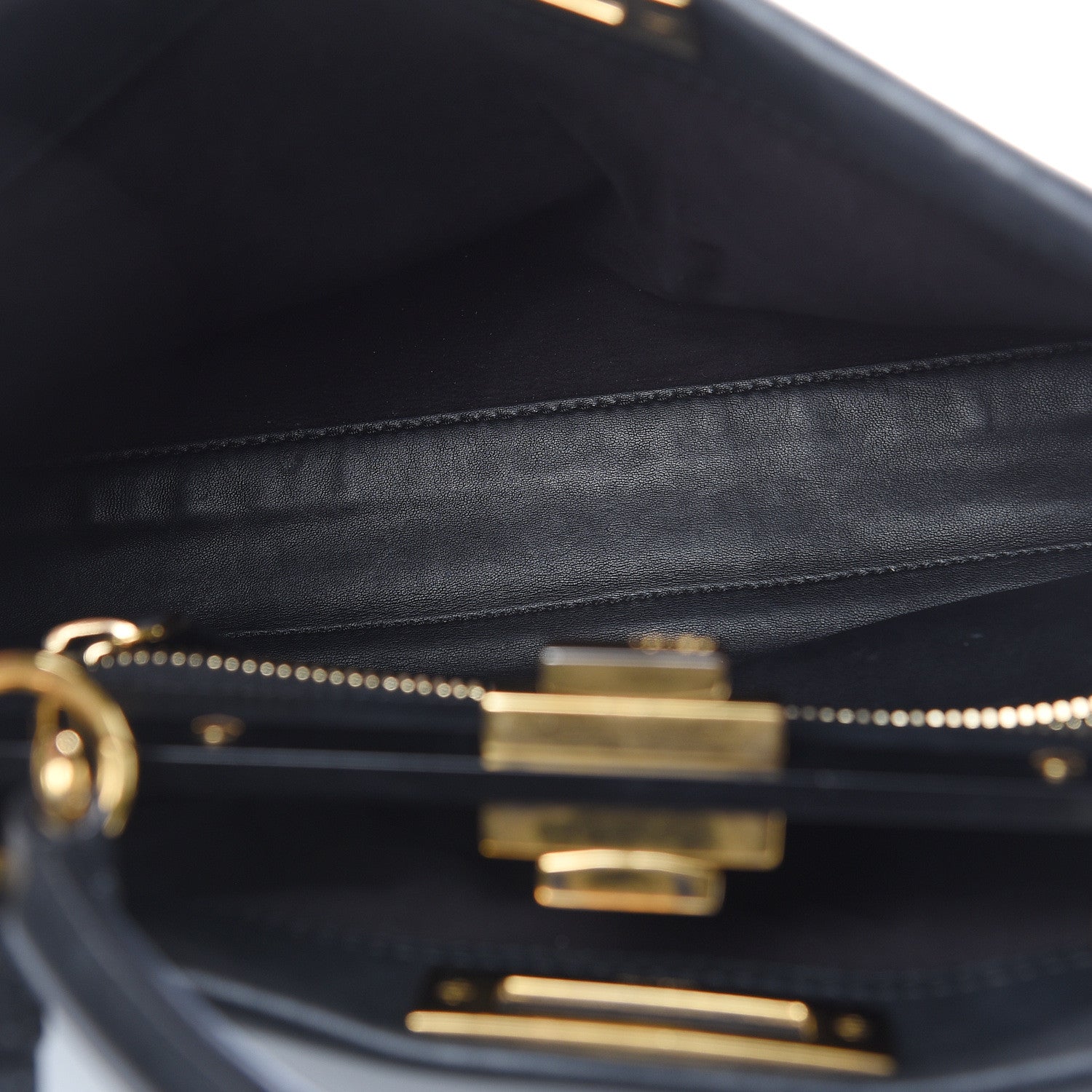 Fendi Vitello Seta Shiny Nappa Medium Peekaboo Iconic Satchel Black 5 of 22