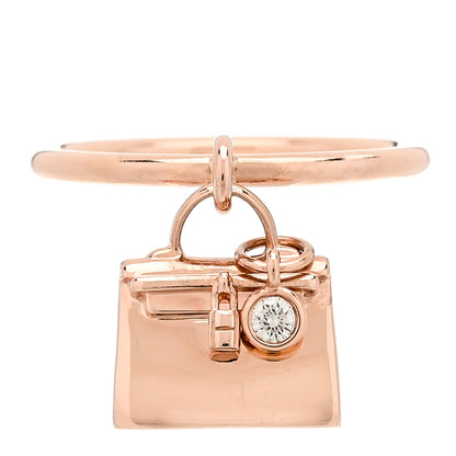 Hermes 18K Rose Gold Diamond Amulettes Birkin Ring 52 6 1 of 5