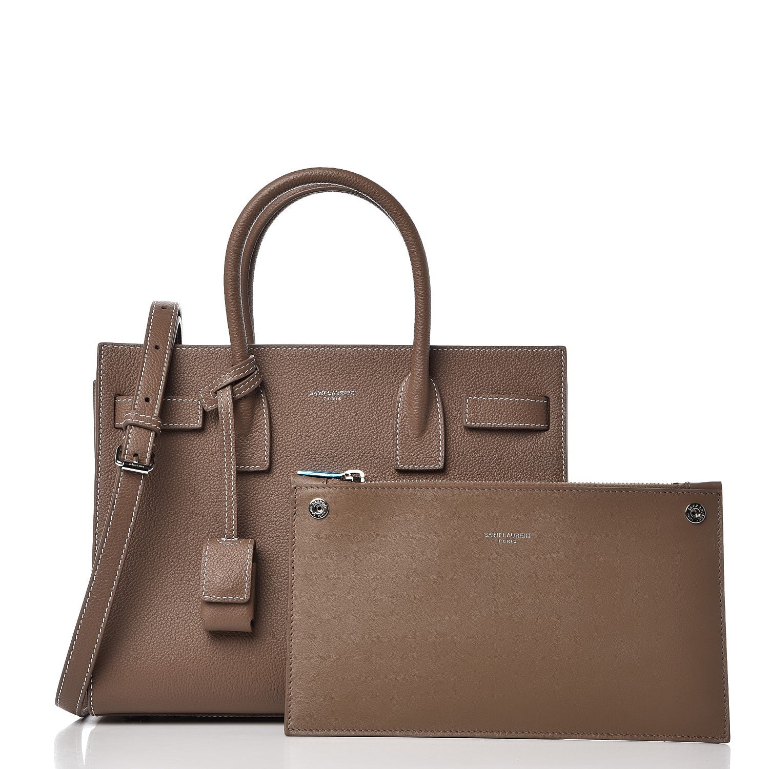 Saint Laurent Grained Calfskin Topstich Baby Sac De Jour Taupe 3 of 8