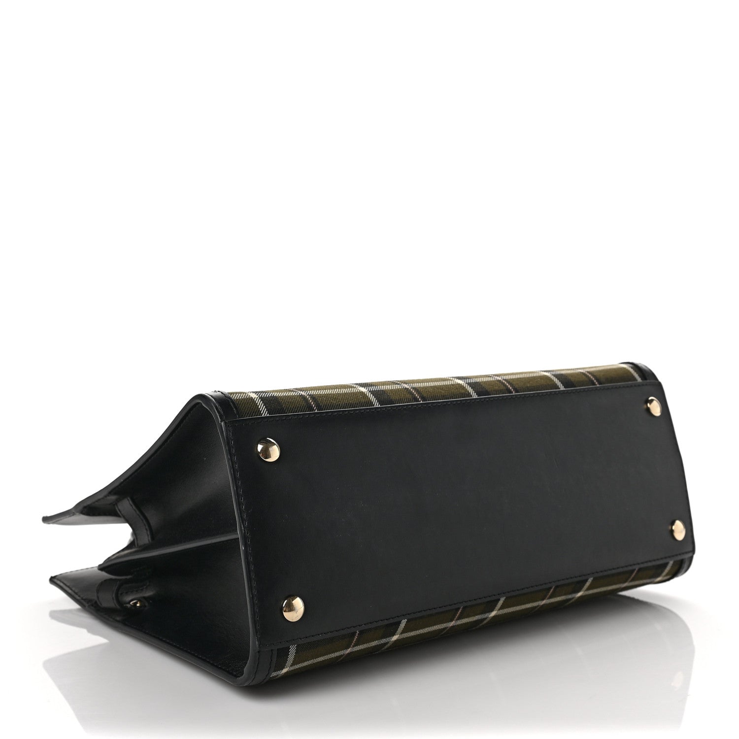 Burberry Wool Tartan Two Handle Title Bag Dark Green 4 of 9