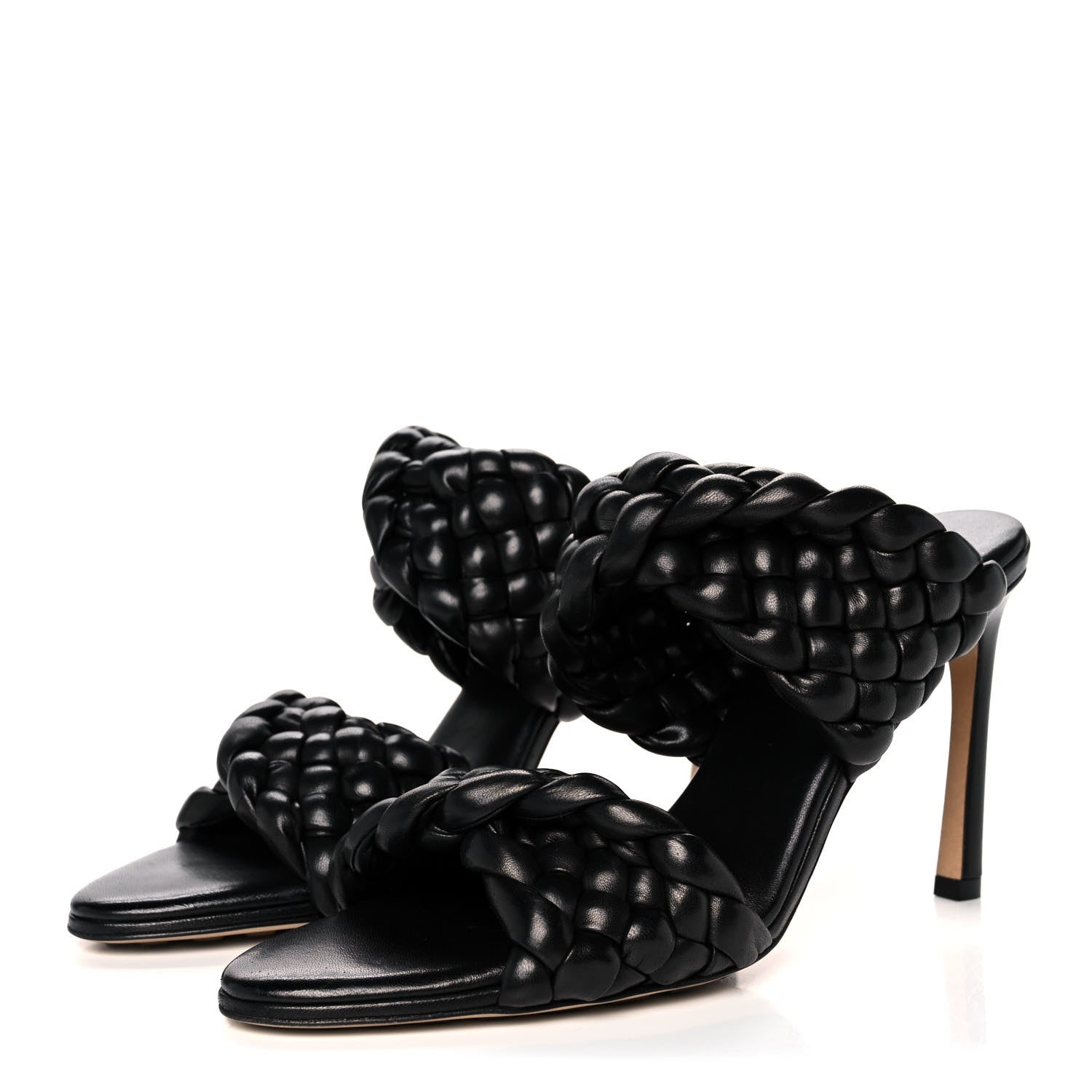 Bottega Veneta Nappa Twisted Padded Intrecciato Curve Slide Sandals 39 Black 3 of 7