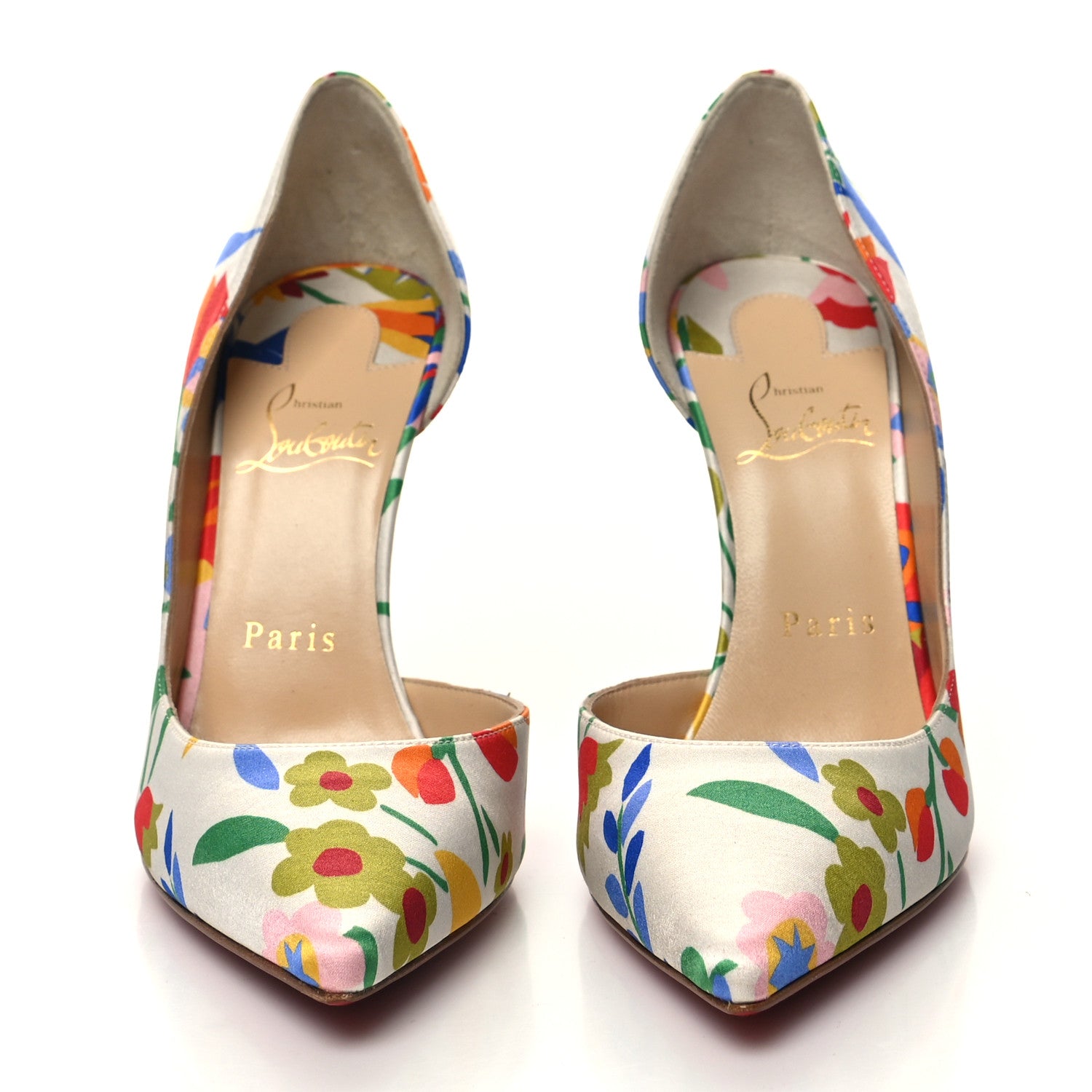 Christian Louboutin Satin Iriza 100 Crepe Floral Pumps 37 Multicolor 2 of 7