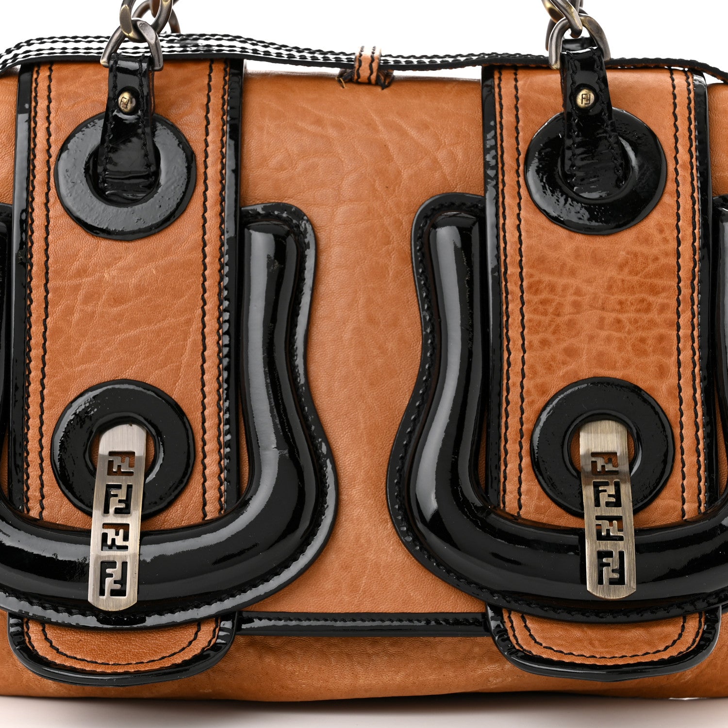 Fendi Nappa Patent B Bag Osso Black 8 of 14