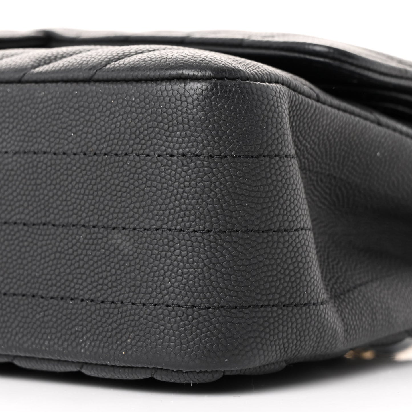 Caviar Chevron Quilted Medium Double Flap Black