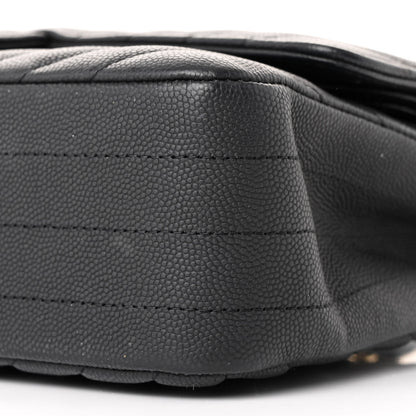 Chanel Caviar Chevron Quilted Medium Double Flap Black 10 of 11