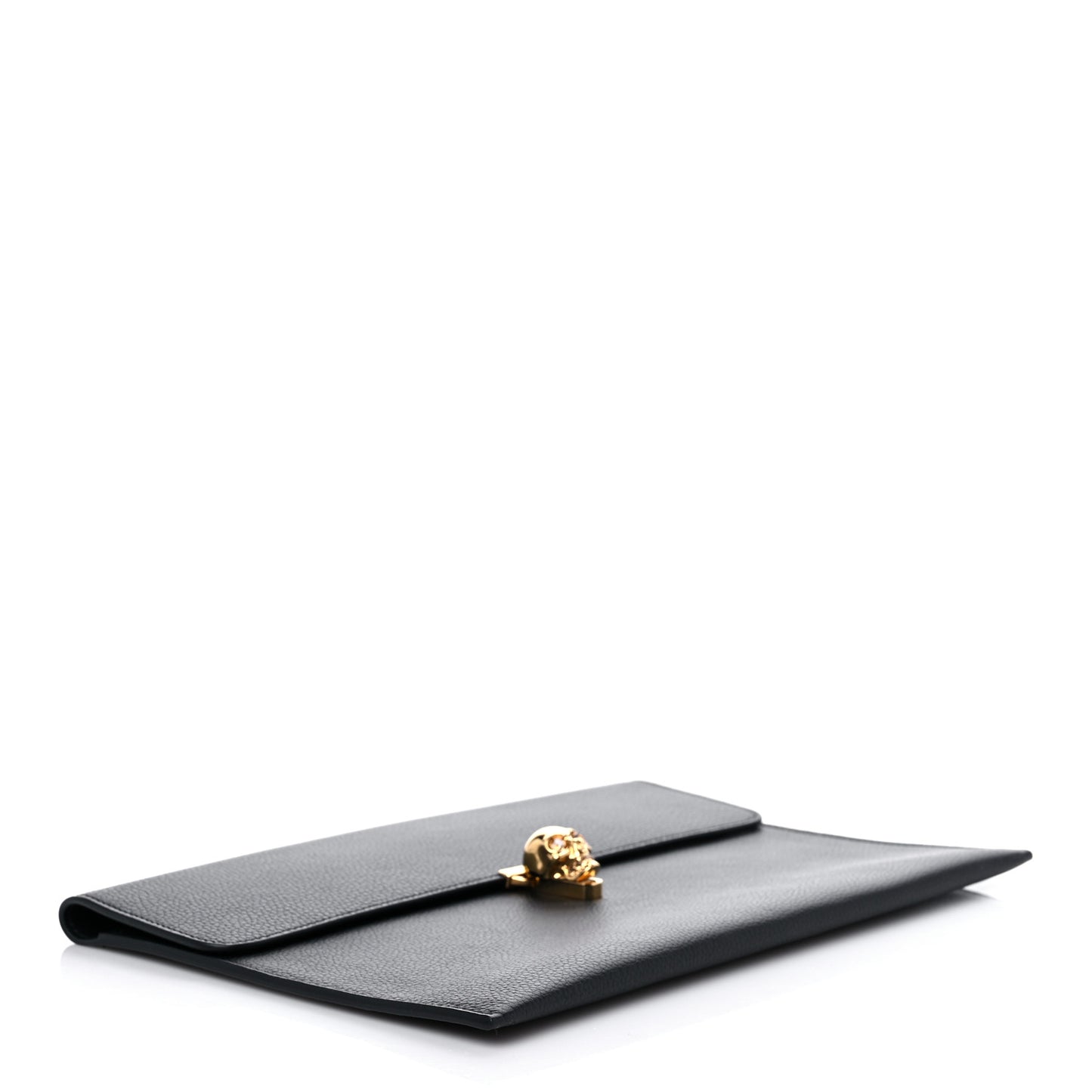Calfskin Skull Envelope Clutch Black
