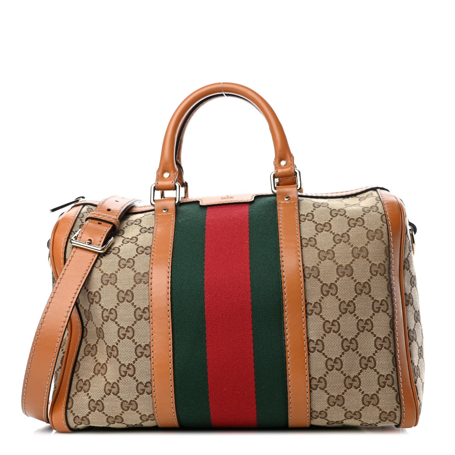 Gucci Monogram Vintage Web Medium Boston Tobacco 1 of 4