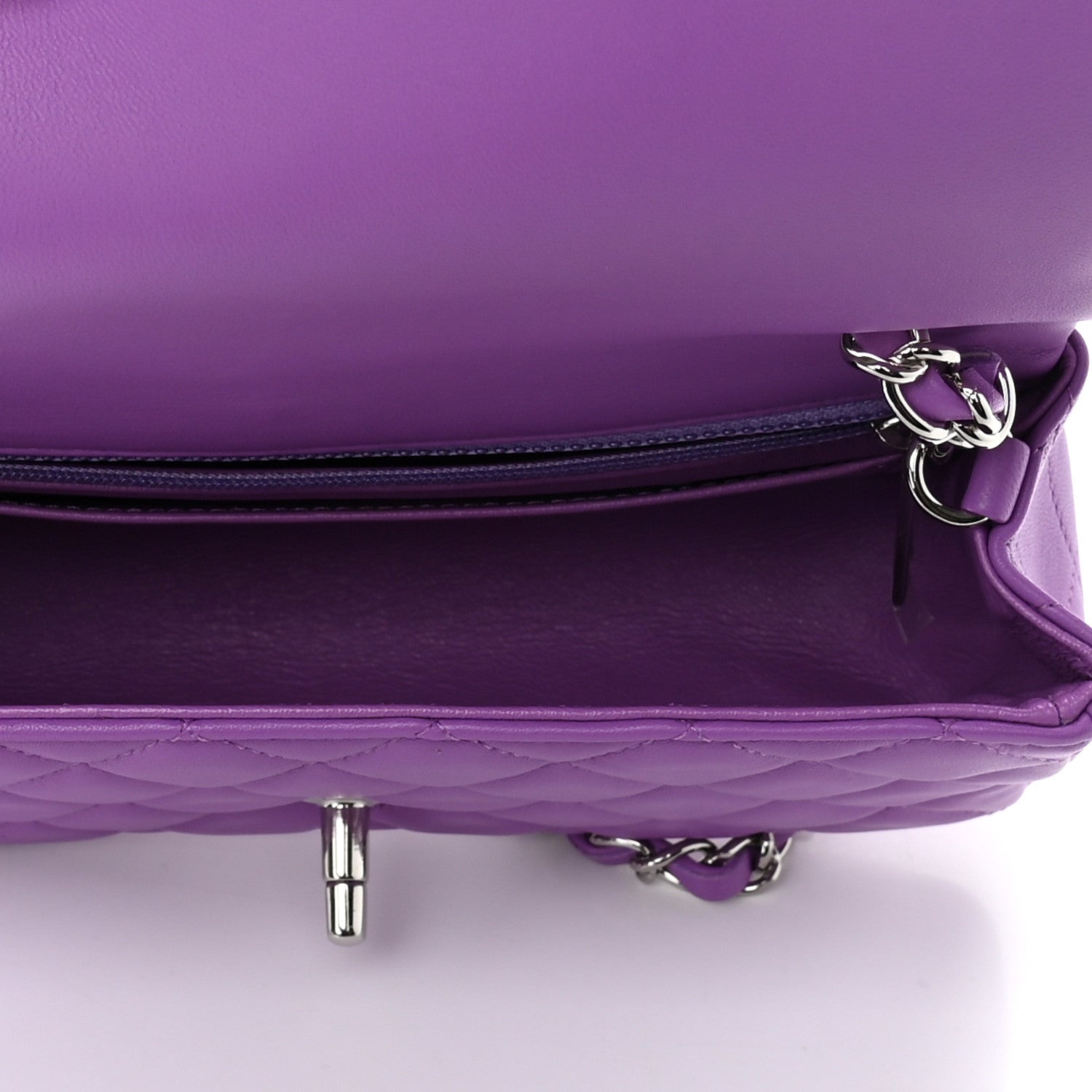 Chanel Lambskin Quilted Mini Rectangular Flap Purple 5 of 9