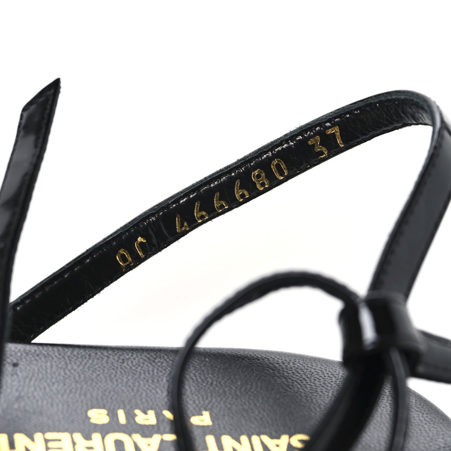 Saint Laurent Patent Calfskin Nu Pieds 05 Sandals 37 Black 7 of 9