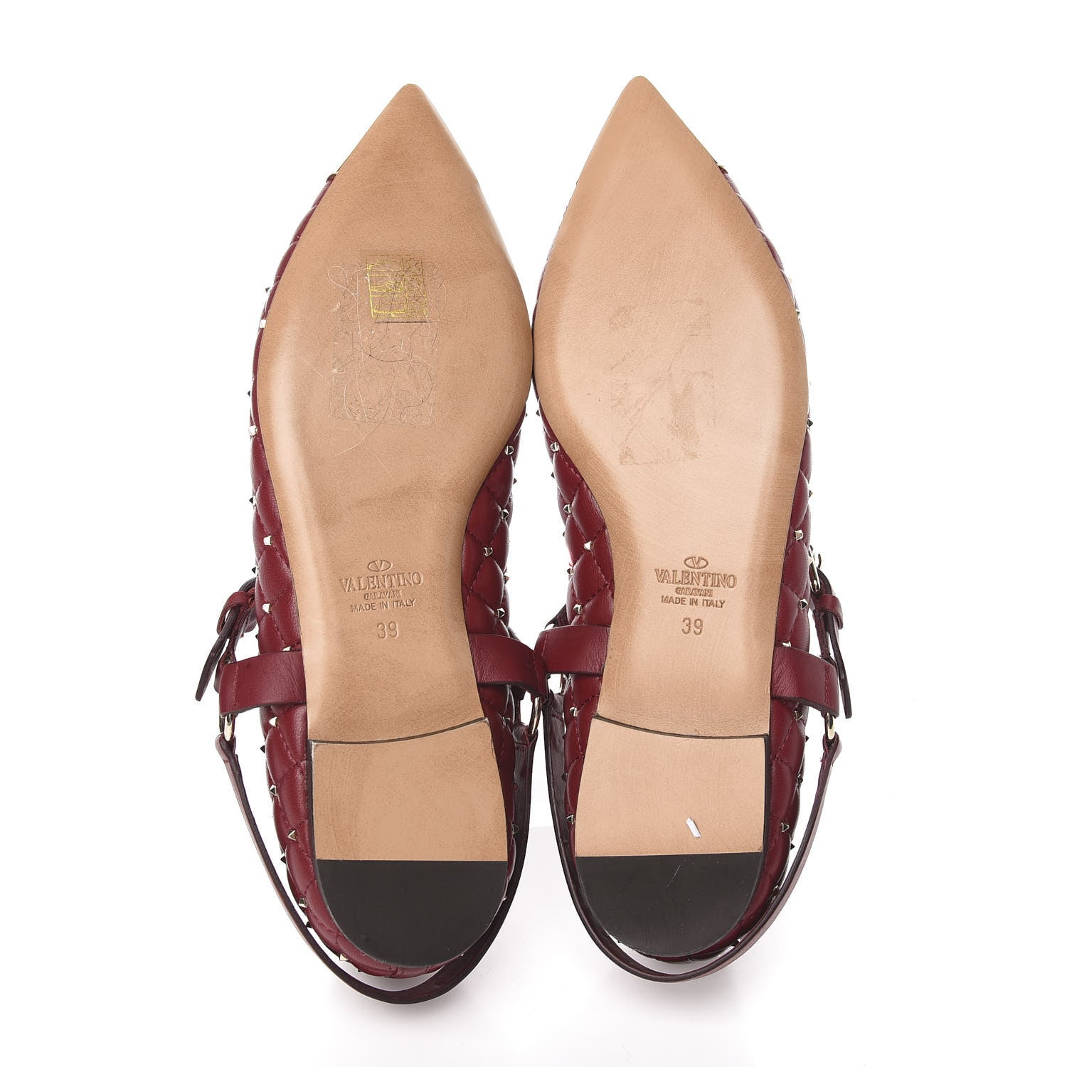 Valentino Garavani Lambskin Rockstud Spike Captoe Ballerina Flats 38 Rubin Gold 5 of 9