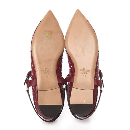 Valentino Garavani Lambskin Rockstud Spike Captoe Ballerina Flats 38 Rubin Gold 5 of 9