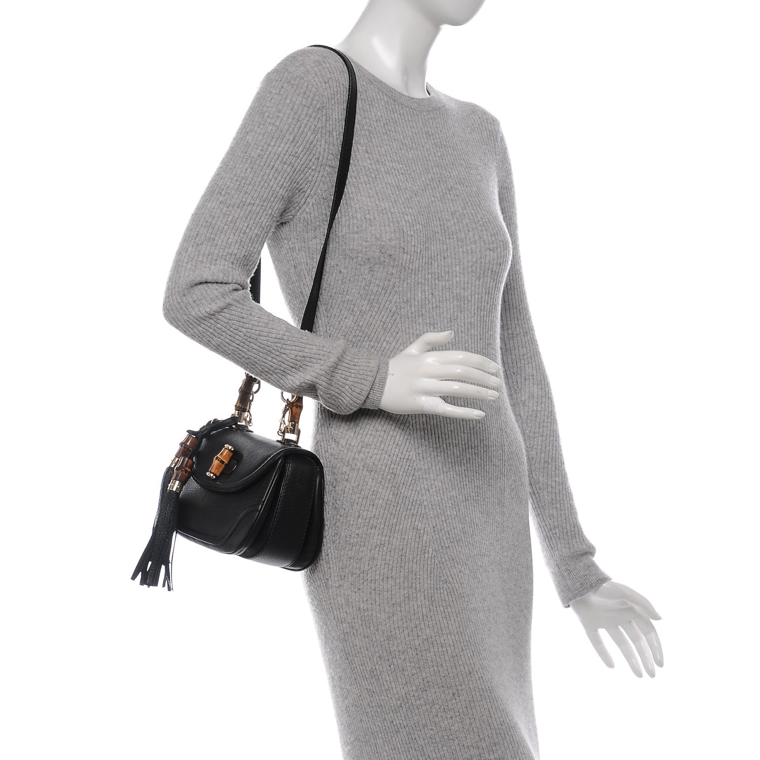 Gucci Cellarius Calfskin Small New Bamboo Top Handle Bag Black 2 of 6