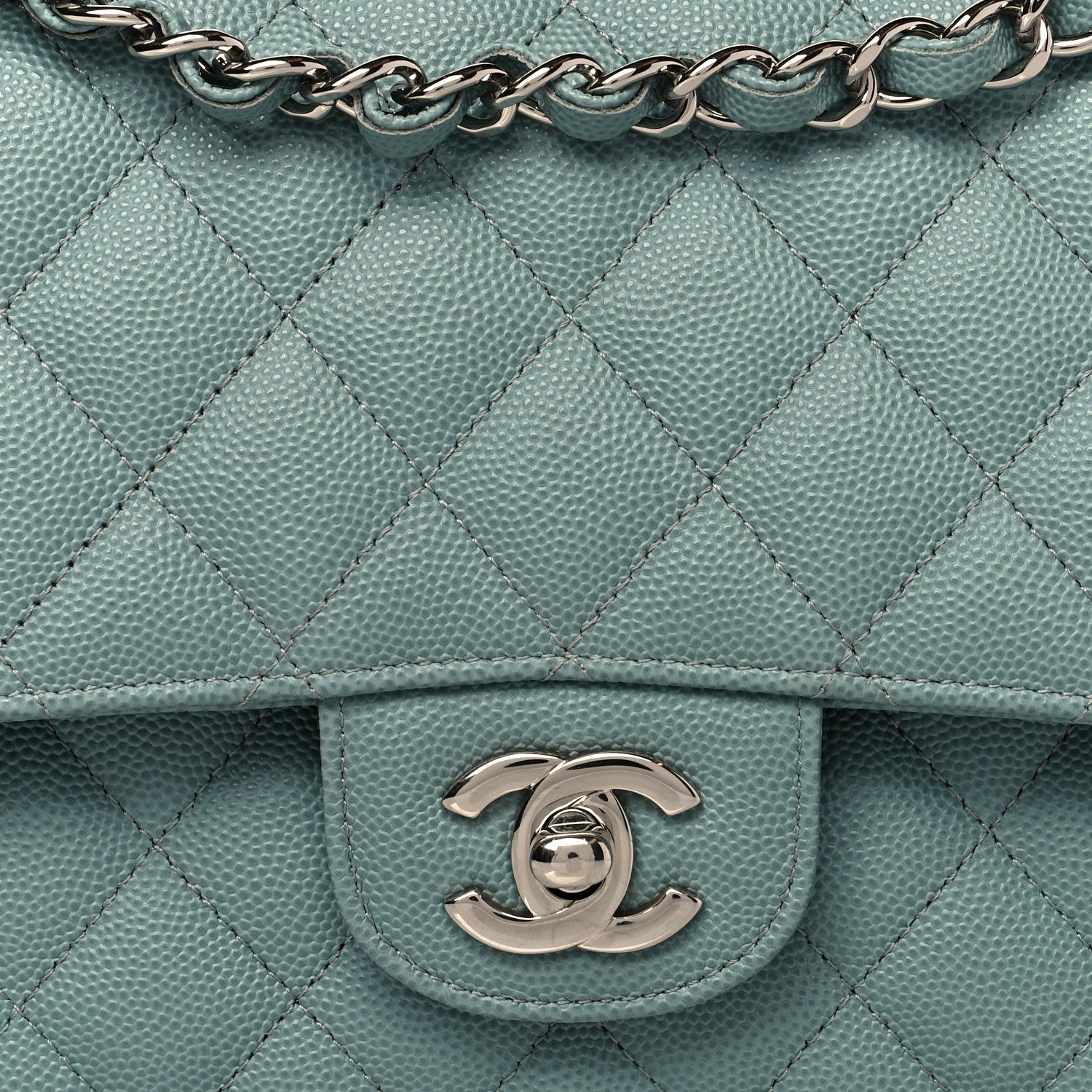 Chanel Caviar Quilted Medium Double Flap Green 11 of 12