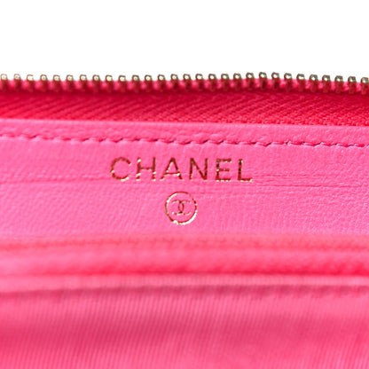 Chanel Lambskin Quilted Small Zip Around Wallet Pink 7 of 14