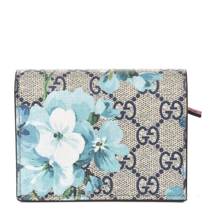Gucci GG Supreme Monogram Blooms Card Case Wallet Beige Blue Navy Hibiscus Red 1 of 8