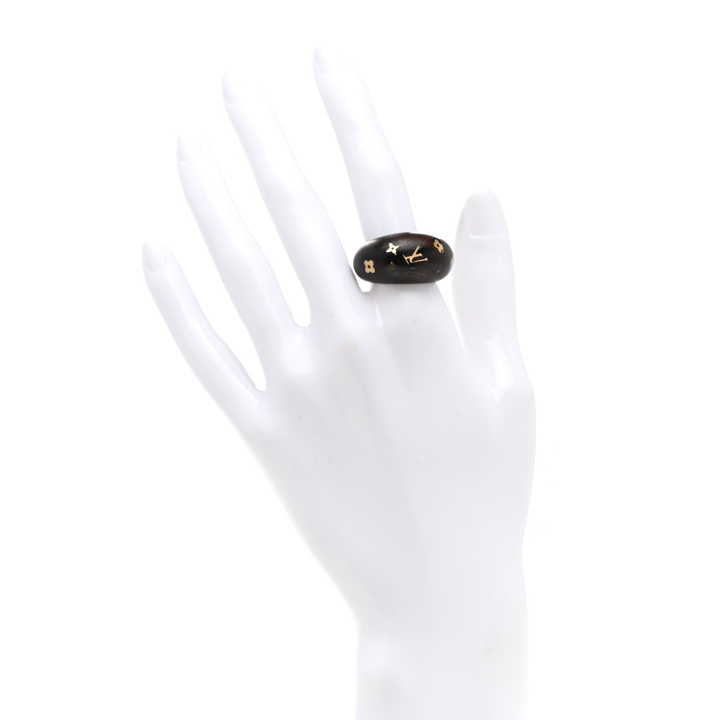 Tiger Wood Brass Ring L Brown