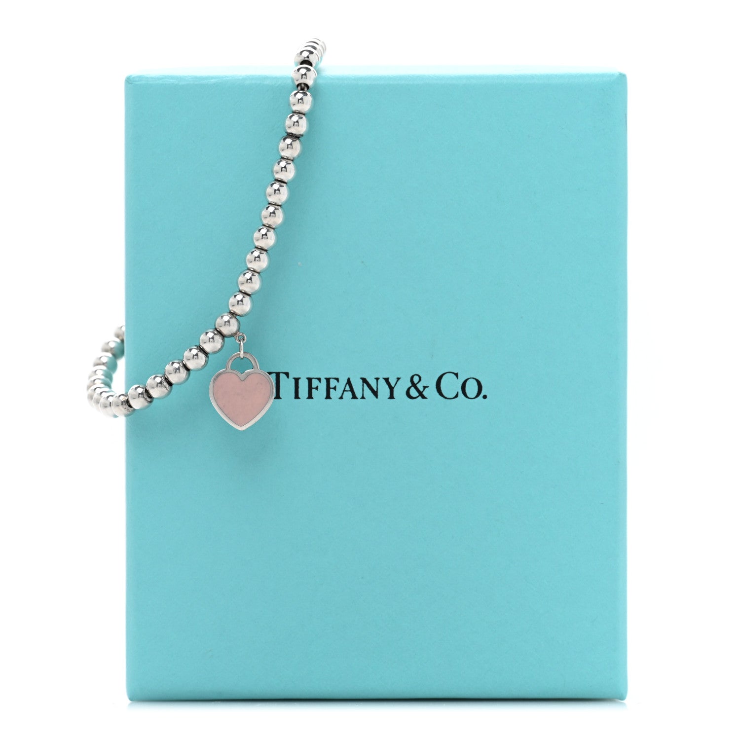 Tiffany Sterling Silver Enamel 4mm Return To Tiffany Heart Tag Bead Bracelet Pink 4 of 4